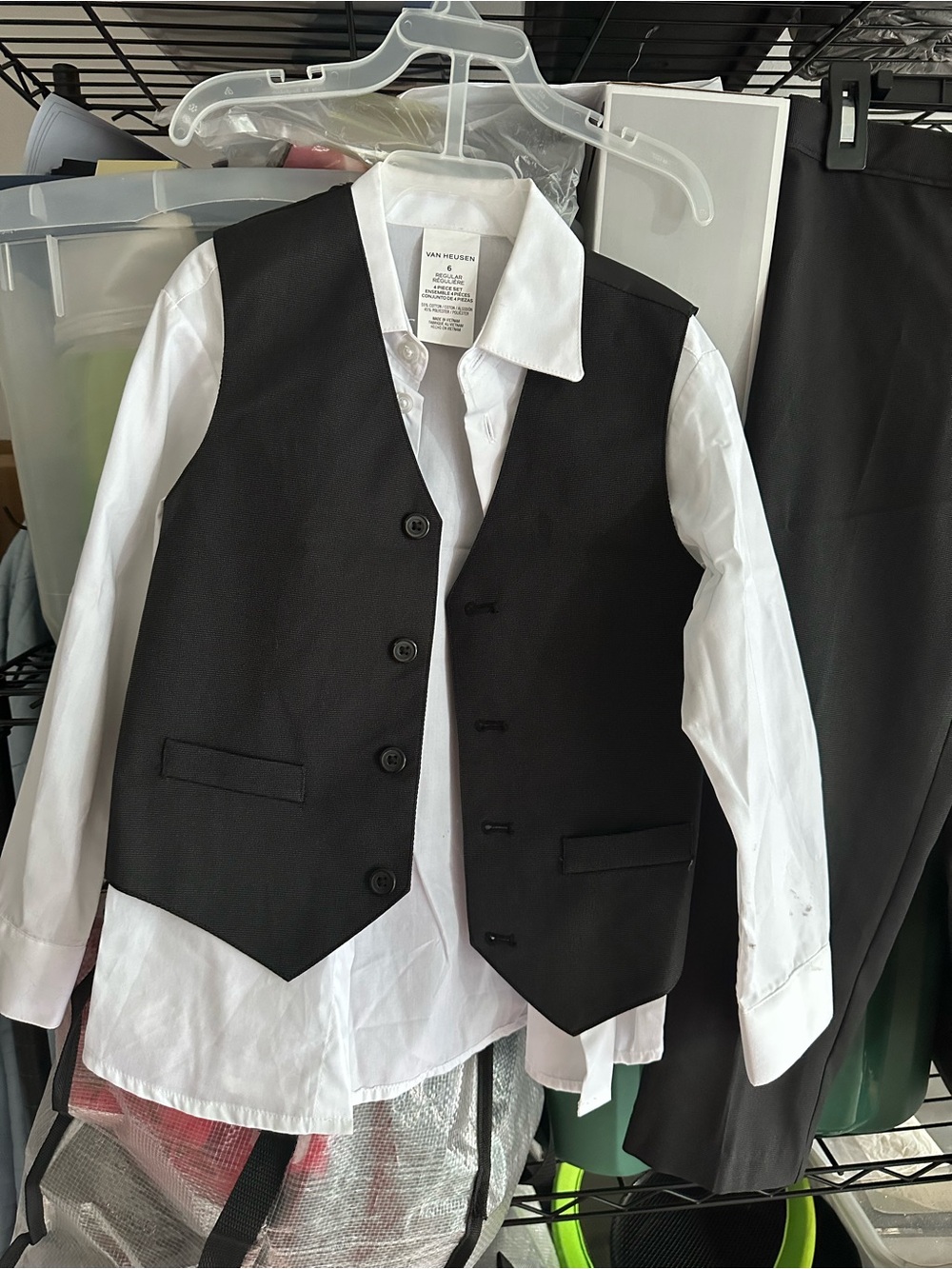 Van Heusen Black Dress Vest with White Shirt and pant to match.